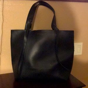 Donna Karan black faux leather tote bag